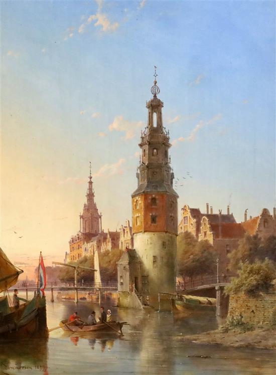 Pieter Cornelis Dommersen (1834-1908) Montelbaans Tower, Amsterdam 16.5 x 12.5in.